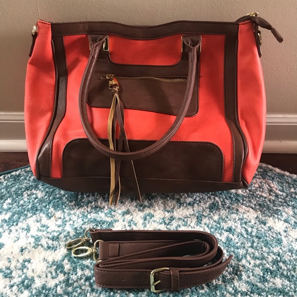 Orange and brown Steve Madden tote purse - Picture 6 of 6